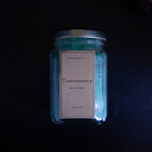 green tea bath salts in glass jar